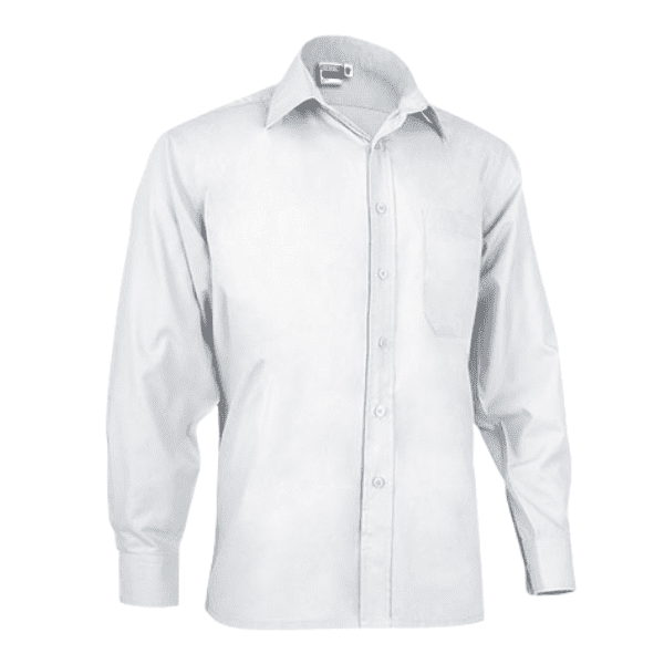Camisa de trabajo manga larga y corte clásico, blanca