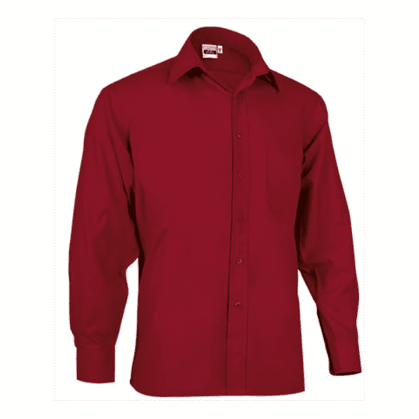 Camisa de trabajo manga larga y corte clásico, rojo loto.