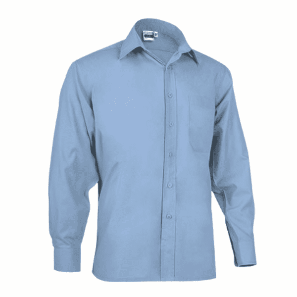 Camisa de trabajo manga larga y corte clásico, azul celeste,