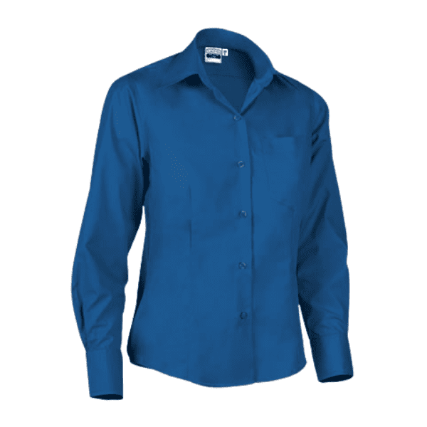 Camisa de trabajo para mujer azul royal de manga larga