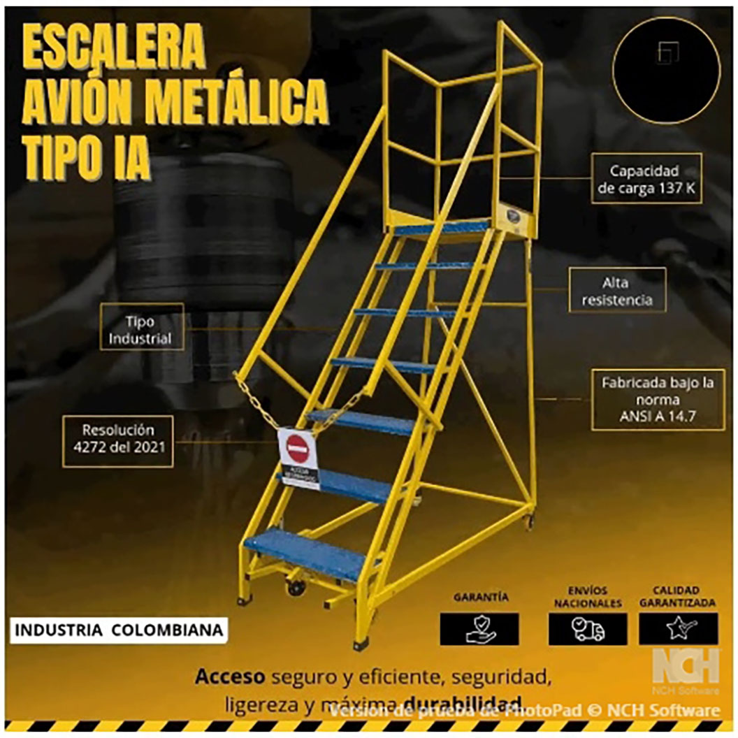 escaleraaviongmv ESCALERA AVIÓN METALICA TIPO IA - Imagen 1